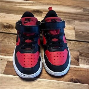 Nike Kids Red and Black Velcro Sneakers